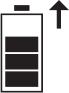 Battery icon with three bars and an upward-pointing arrow, indicating charging or an increase in power.