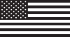 Black and gray American flag with a single thin red line.