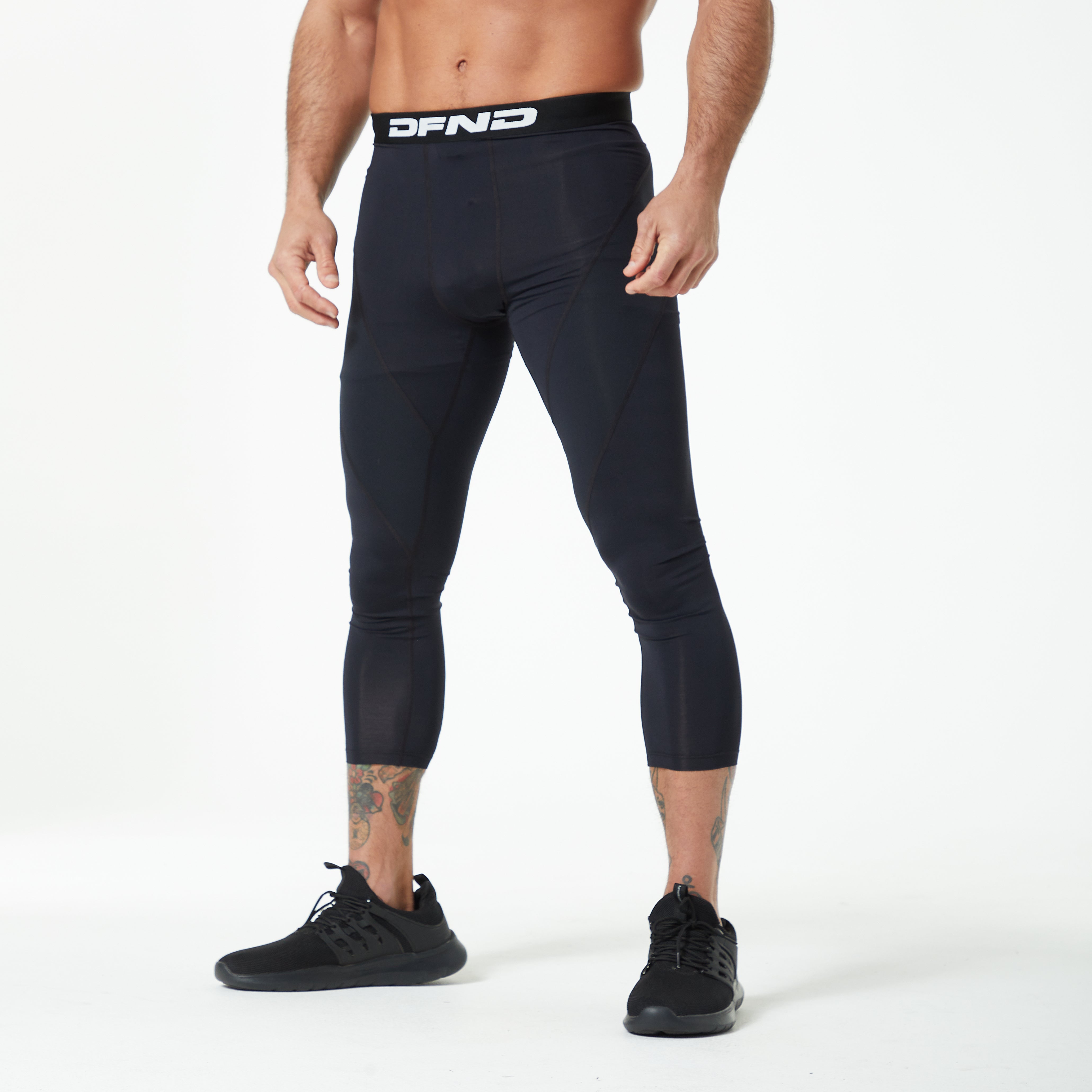 Men's Skinfit Black Yellow Spandex Tights Compression Pants Small 32