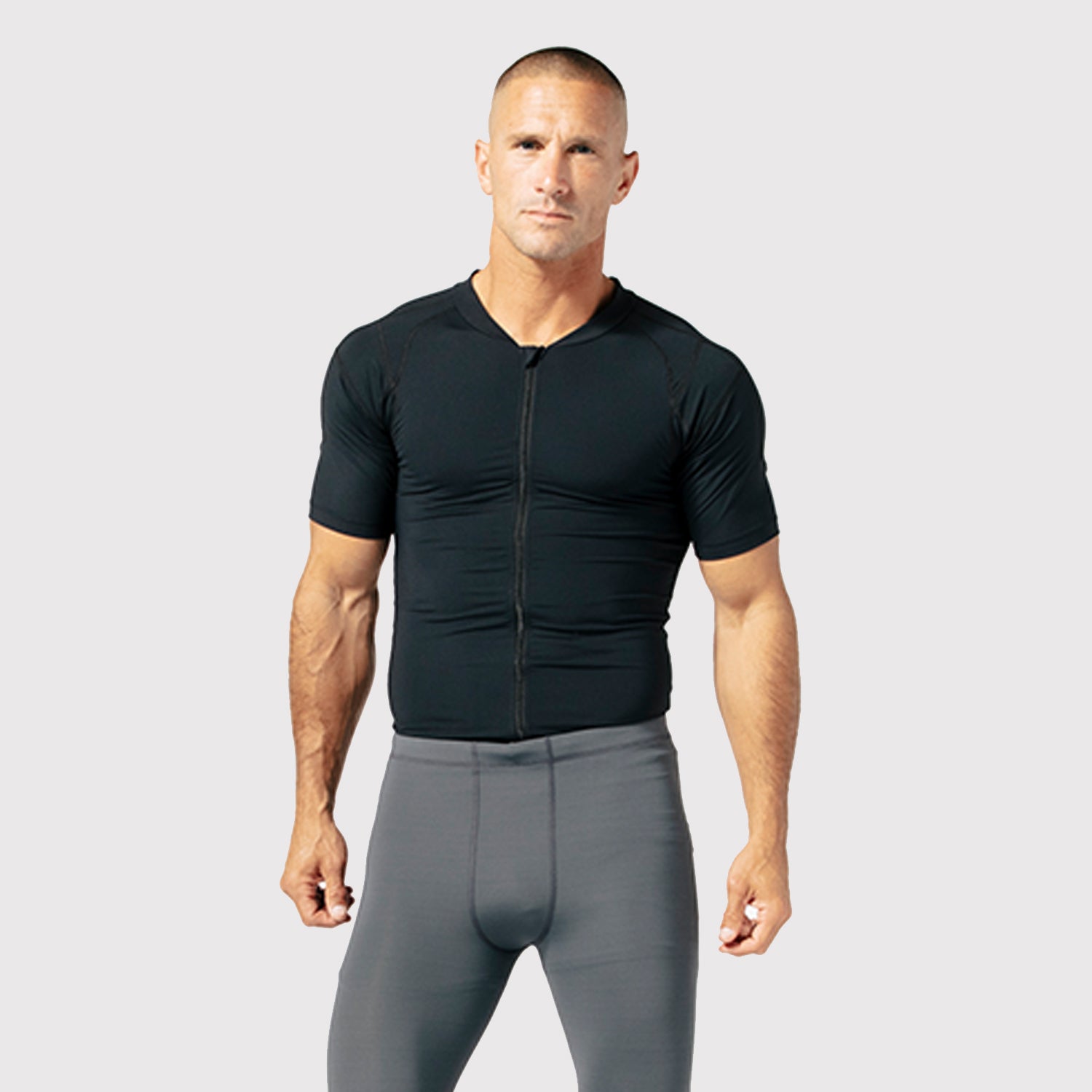 Men’s Short Sleeve Compression Shirt with Zipper – DFND
