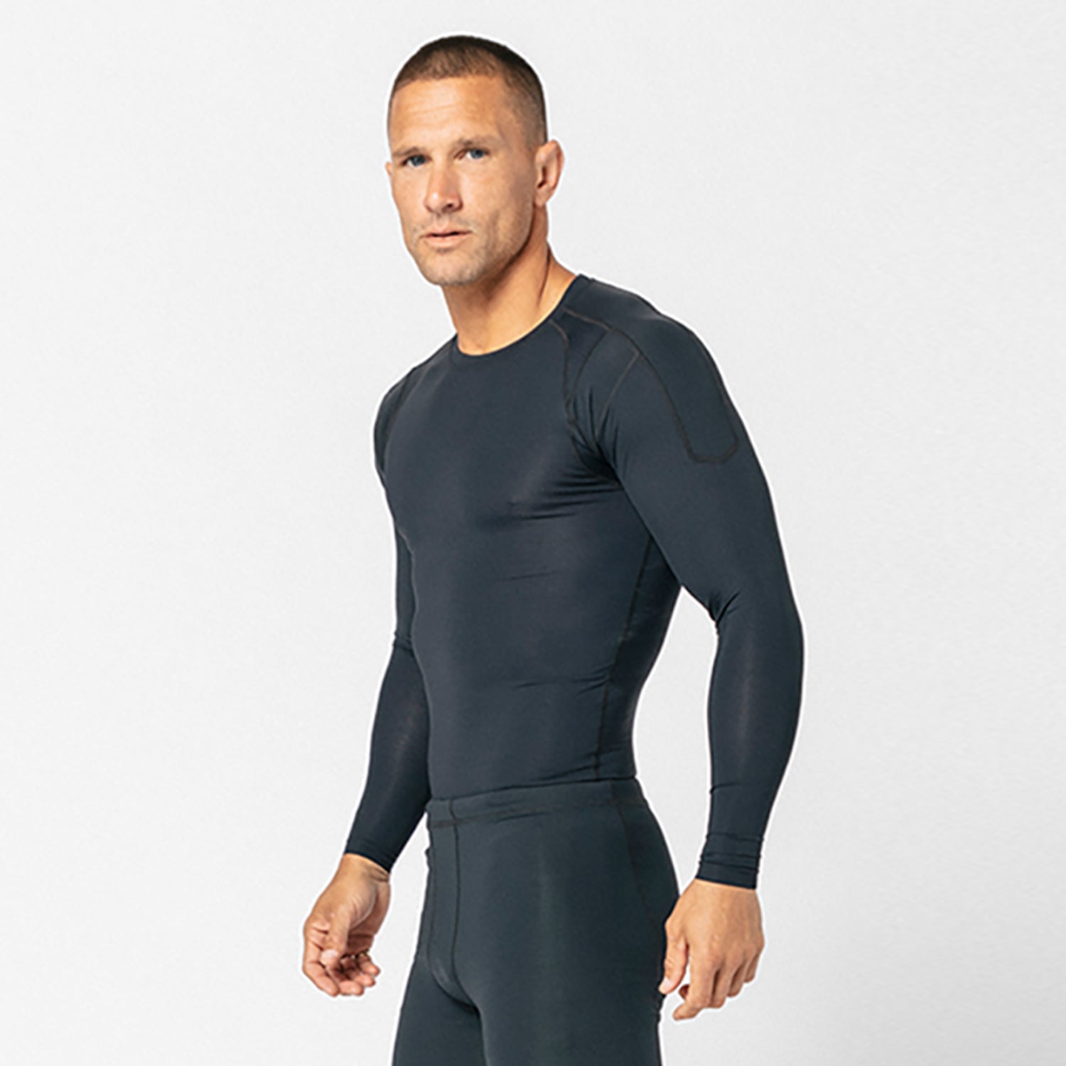 Black Long Sleeve Thermal Shirt Men Compression Shirts Athletic