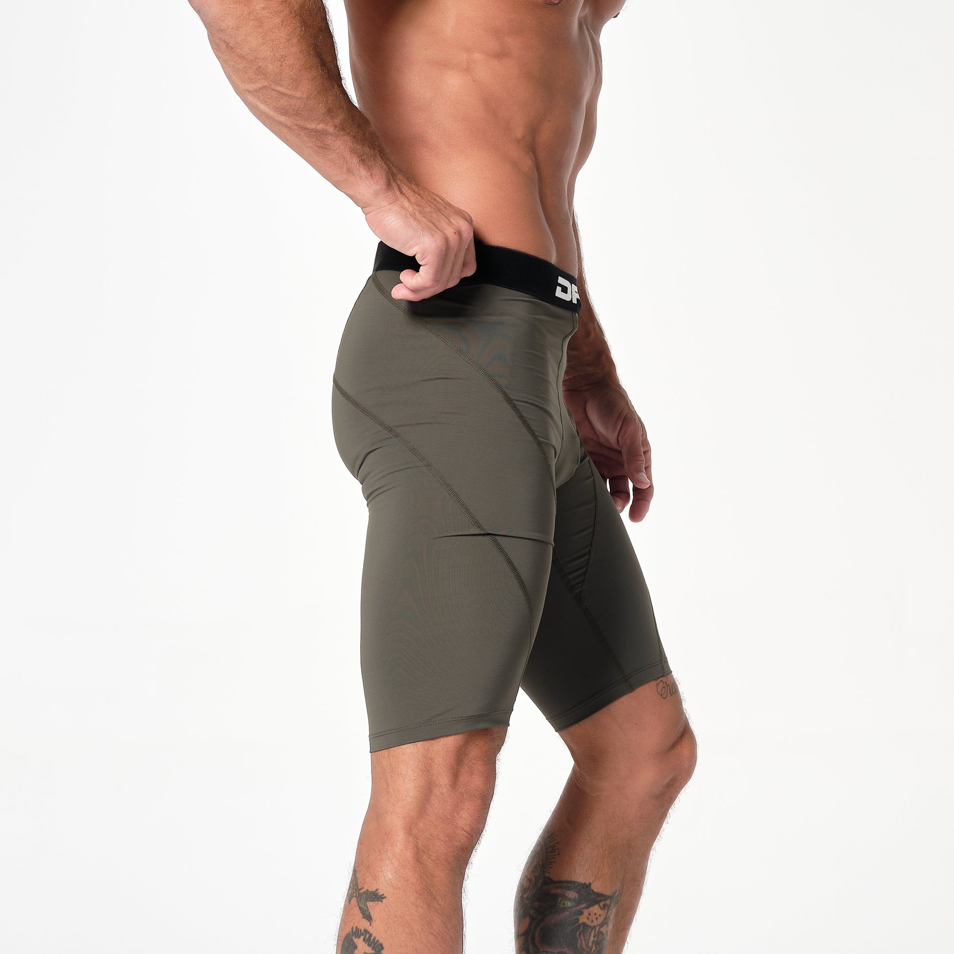Olive Green Workout Shorts with Compression Pants - Men's Sportswear /   – Along Wear