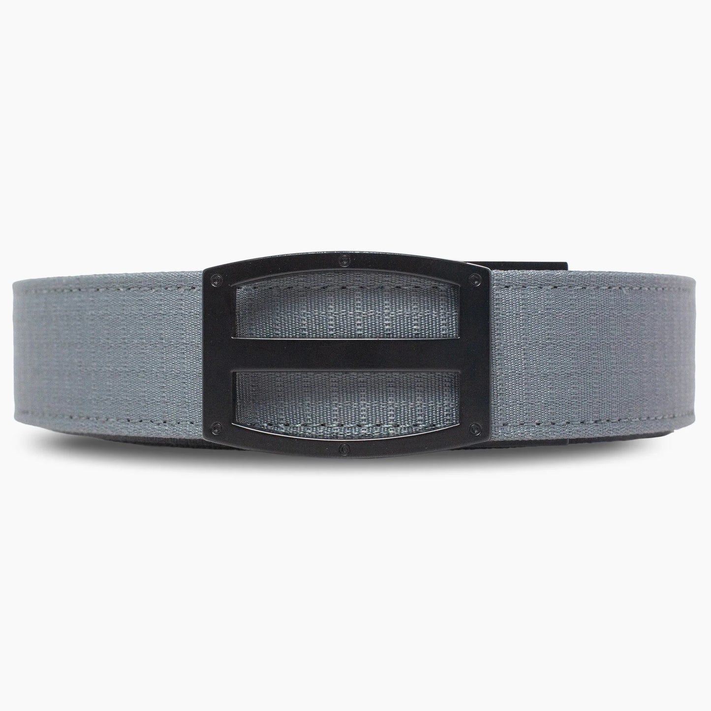 DFND's Mission Cargo Short & Ripstop Belt Combo features a gray ripstop belt with a black rectangular buckle, ideal for pairing with cargo shorts or everyday carry—shown against a white background.