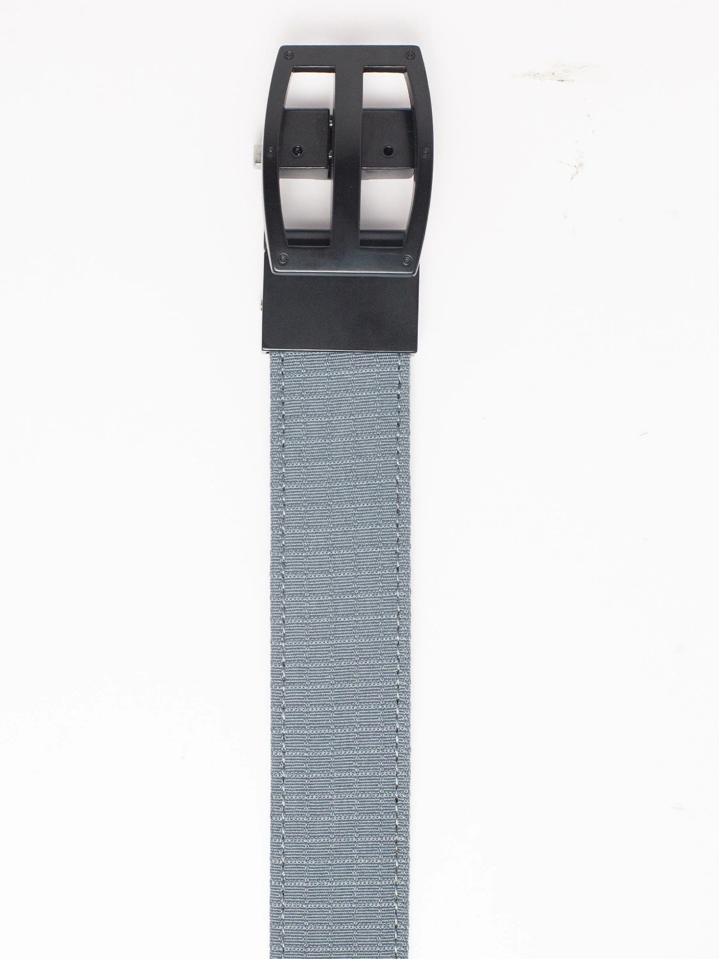The DFND Mission Cargo Short & Ripstop Belt Combo features a gray ripstop belt with visible stitching and a black metal buckle, shown laid flat on a white background—ideal for cargo shorts or everyday essentials.