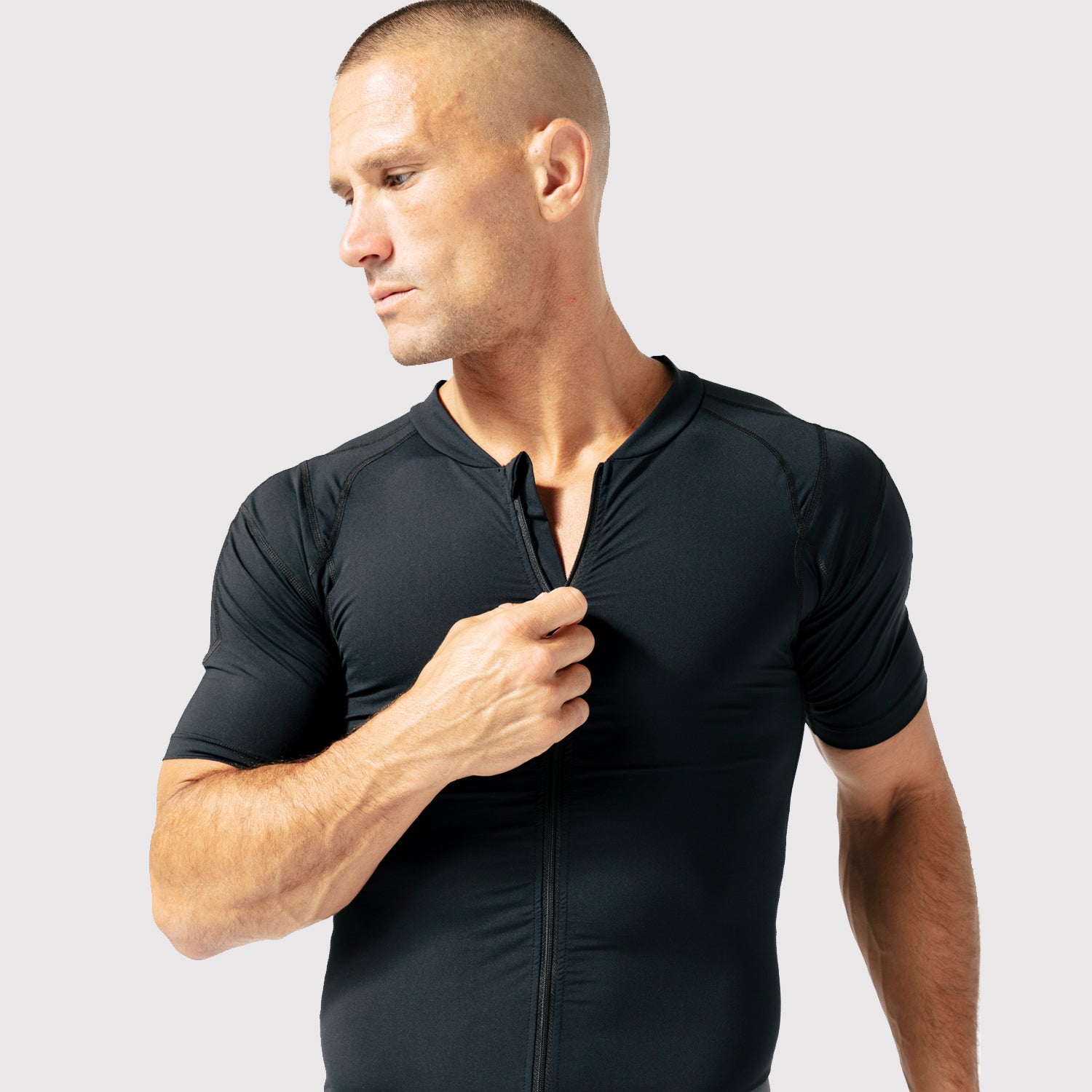 Men's Short Sleeve Compression Shirt with Zipper – DFND