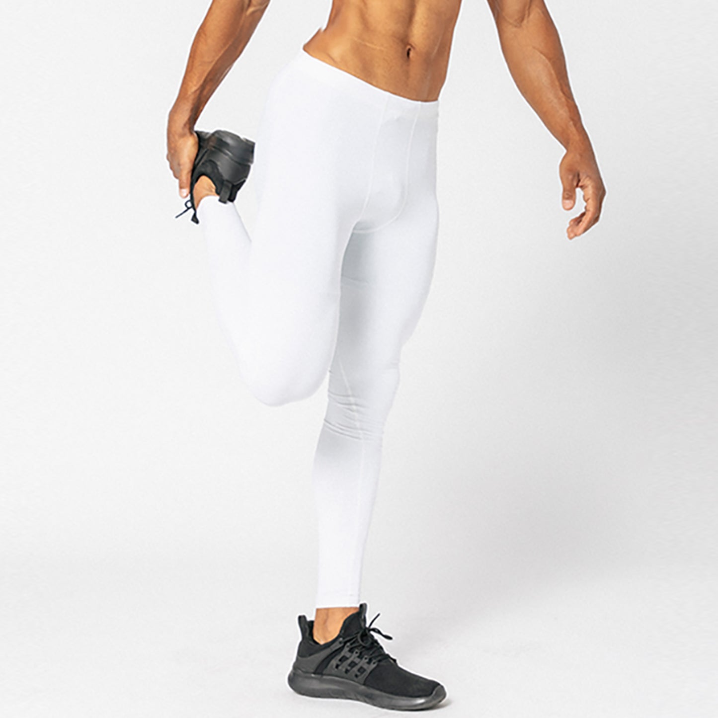 Xmarks Men's Compression Tights Running Pants Baselayer Legging White S 