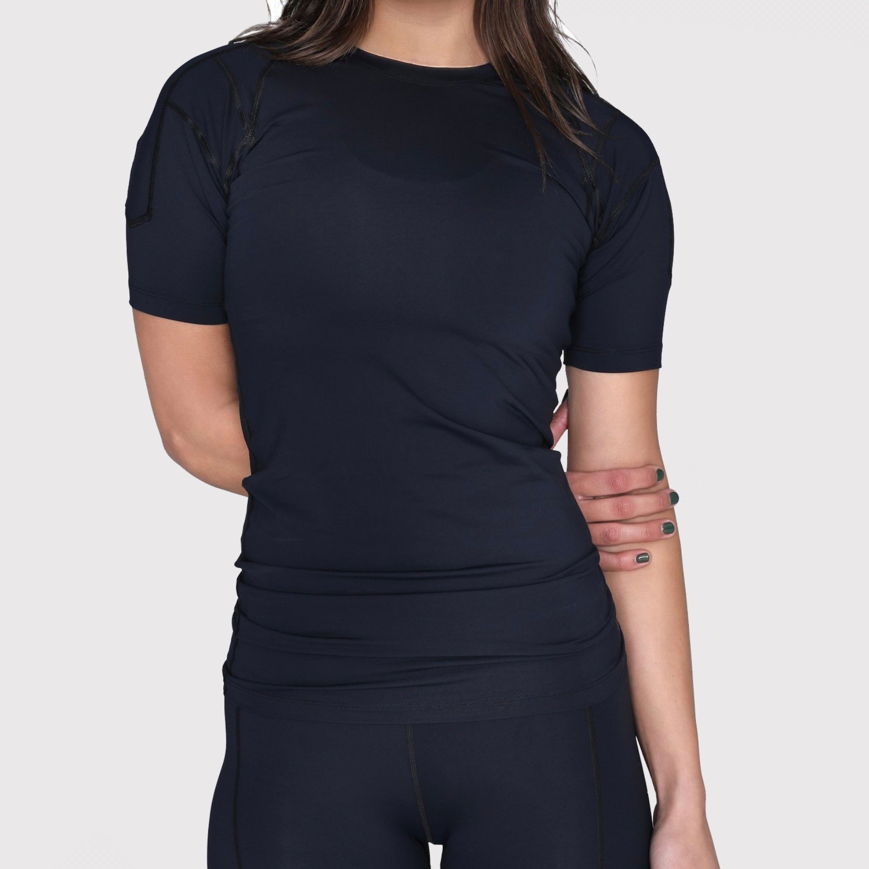 Women's Athletic Compression short sleeve Top Women, Grey/Black - Zeropoint