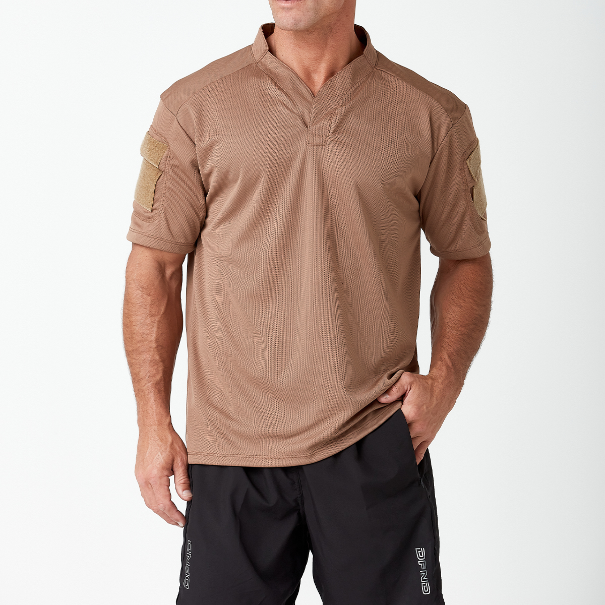 Men's Short Sleeve V Neck Sun Shirt | Training Gear Coyote / S