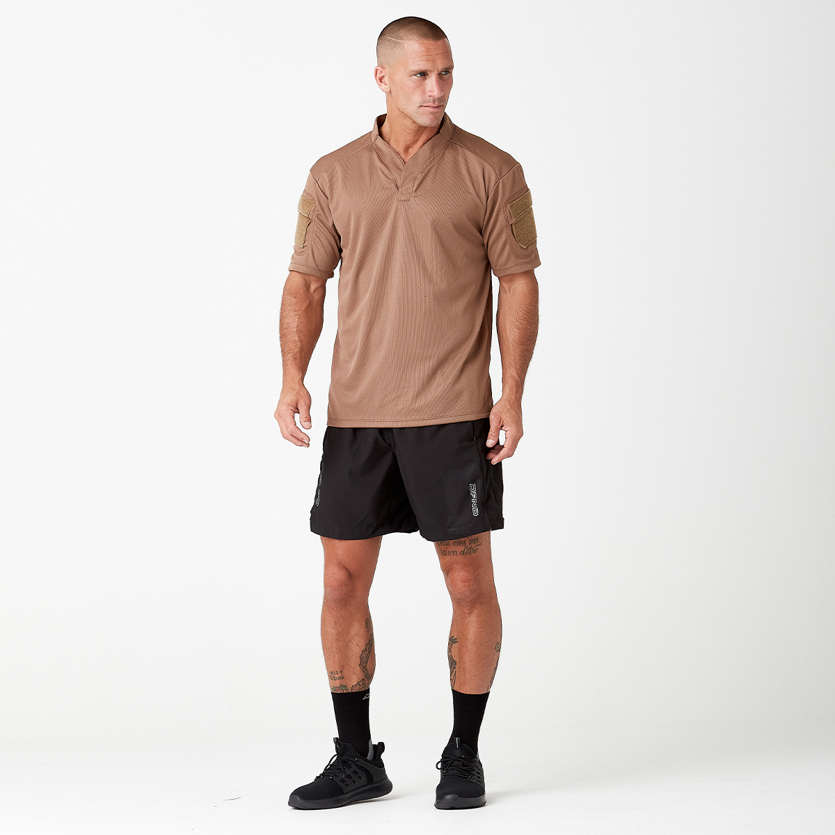 Men's Short Sleeve V Neck Sun Shirt | Training Gear Coyote / S
